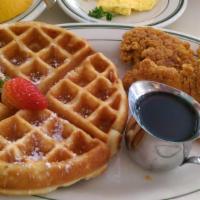 Waffle and Chicken Tenders · Served with the 3 piece fried chicken tenders
