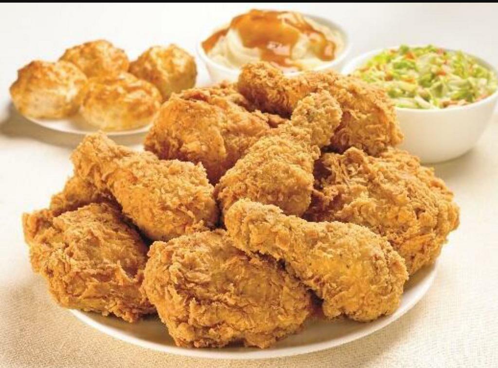 24. 21 Pieces Chicken Family Special · Comes with  21 Pieces of our delicious fried Chicken, 1 Pint of Salad choice of : Coleslaw, Macaroni, or Potato Salad.  8 Dinner Rolls
