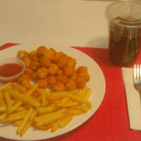 31. Popcorn Chicken Combo · All white meat Popcorn Chicken Bites and a order of French Fries, a can of Soda or a Small b...