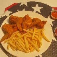 4  Whole Chicken Wings with French Fries · Comes with  4  Pieces of our delicious fried Whole Chicken Wings and with French Fries