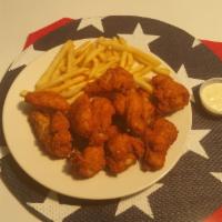 12 Pieces of Hot Wings With French Fries · Comes with 12 Pieces of our famous Hot Wings and French Fries. Dipping Sauce: Blue Cheese, R...