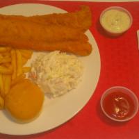 2 Whole Pieces of Alaskan Whiting Fish Or Catfish · 2 Whole Pieces of Alaskan Whiting Fish or Catfish Breaded in Breadcrumb Batter and fried to ...