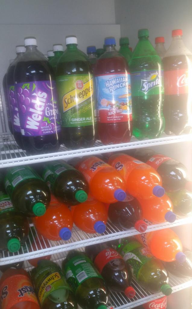 2 Liter Soda · Brisk Ice Tea, Sunkist, Hawaiian Punch, Schweppes Original, Coke, Welch's Grape, Pepsi, Sprite.