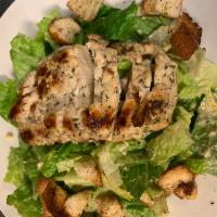 Chicken Caesar Salad · Grilled chicken breast, grated Parmesan cheese, croutons tossed in our homemade Caesar dress...