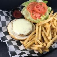 Turkey Burger · Topped with Lettuce, Tomato, Onion served on a Brioche Roll.
