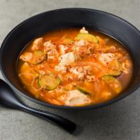 S1 Soon Doo Boo Ji Gae · Spicy soft tofu stew with vegetables. Served with white rice. 