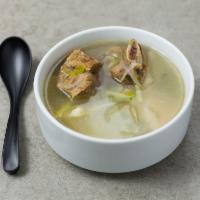 S6 Kalbi Tang · Traditional Korean beef short rib soup slow cooked for hours with turnips, scallion, egg, cl...