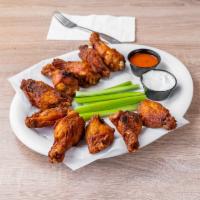 Jumbo Chicken Wings · Served with your choice of sauce. Add dipping sauces for an additional charge.
