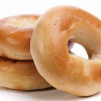 Plain Bagel · Boiled and baked round bread roll.
