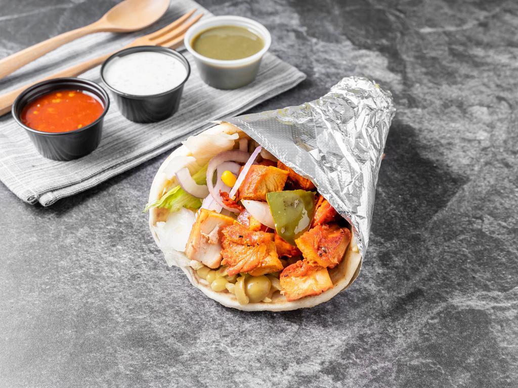 Chicken Gyro · Marinated chicken cooked with green peppers and onion.