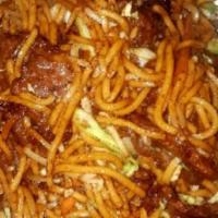 Beef Lo Mein · Pan fried soft noodles.