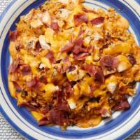 Santa Ana Bowl · Chicken or steak, turkey bacon, reduced fat cheddar cheese and zero carb signature sauce ove...