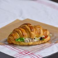 Chicken Salade Croissant · Our signature Chicken Salade served cold with crisp lettuce and tomatoes on a freshly-baked,...