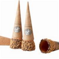 4 Waffle Choco Cones Small · Gourmet cones covered with dark chocolate and crispy rice puffs