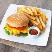 Cheeseburger · Grilled or fried patty with cheese on a bun.