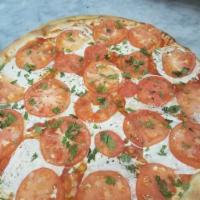 Fresh Mozzarella, Tomato and Basil Pizza · 