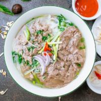 P2. Spicy Beef Pho Noodle Soup · Choices of Beef.  with rice noodles, served with spiced beef broth, onions, scallions, and l...