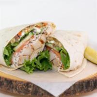 Chicken Greek · Grilled chicken, rice, romaine, cucumber, feta cheese, tomatoes, pepperoncini, and Greek vin...