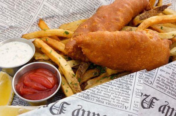 Fish N' Chips Basket · Beer battered Corona cod served with choice of side, coleslaw and side of tartar sauce.