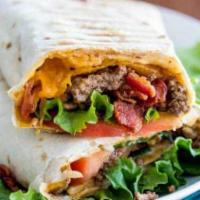 Bacon Burger Wrap · Premium Angus Burger with American cheese, lettuce, tomatoes, mayo, ketchup, mustard, and ba...