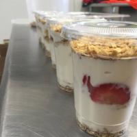Yogurt Parfait · Layered Organic Granola with Blueberries and Strawberries