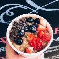 Hot Oatmeal · 8 oz hot rolled oats with 2 free toppings.