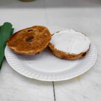 Bagel with Cream Cheese · Boiled and baked round bread roll.