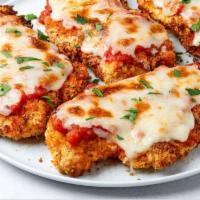 Chicken Cutlet with Cheese Dinner · Served with Italian bread and your choice of spaghetti or ziti.