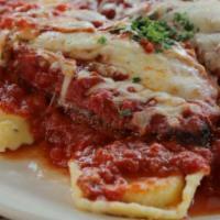 Baked Ravioli with Cheese · 6 pieces served with Italian bread.