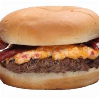 Pimento Burger · Topped with bacon and a generous portion of made from scratch pimento cheese.