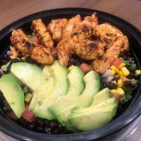 Mexican Salad · Corn, tomatoes, black beans, red onions, lemon, and avocado. Add chicken extra .