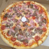 Meat Lover Pizza · Meatballs, pepperoni, sausage, ham, bacon.