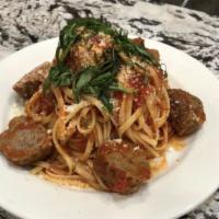 Pasta with Meatballs · Served with marinara sauce.