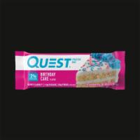  Quest Protein Bar - Birthday Cake - 2.12 oz (Gluten Free & Kosher)  ·  Bite into the celebratory taste of frosted birthday cake! We think everyone deserves a slic...