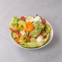 Oak and Olive Salad · Romaine, olives, tomatoes, red pepper, cucumber, carrot, fresh ricotta and herb vinaigrette.