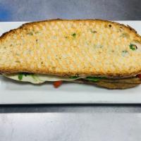 PS8. Jacqueline Panini · Grilled chicken tossed in our signature Buffalo sauce, baby spinach, tomato, fresh mozzarell...