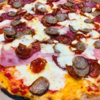 GP11. Meat Lovers Pizza · Sausage, pepperoni, ham, salami and mozzarella cheese.