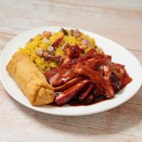 C6. Boneless Spare Ribs Combination Platter · Served with egg roll and pork fried rice.