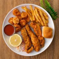 SPECIAL COMBO #8 · 3pc Tenders, 10pc Shrimps, Fries, Cole Slaw, Roll and a Drink