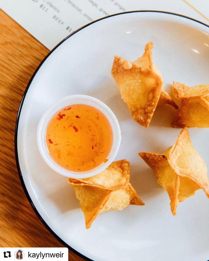 Crab Angels · crispy wonton, crab and cream cheese filling; sweet sour sauce