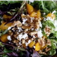 Balsamic Salad · Mixed wild greens, walnuts, mandarin oranges, feta and our house made balsamic dressing.