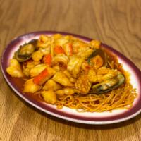 Pasta de Mariscos · Seafood pasta. Fish, shrimp, scallops, calamari, and mussels.