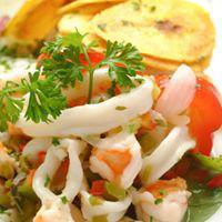 Ceviche Mixto · Mixed seafood, lime juice, plantain chips