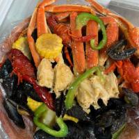 Create your own seafood boil bag · At least 2 seafood items in bag will server potato and corn