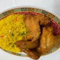 Fried Chicken wings with fried rice · 4 pcs wings