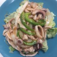 75. Squid with Garlic Sauce · Calamares al ajillo.