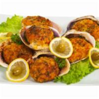 Baked Clams(9pc) (Heating Required) · Harvested from The the Cold Waters of Rhode Island - Our Clams Are Cold and Delicious