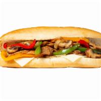 Chicken Philly Sandwich · Contains Philly chicken, mushrooms, grilled onions, bell peppers, melted provolone cheese, a...