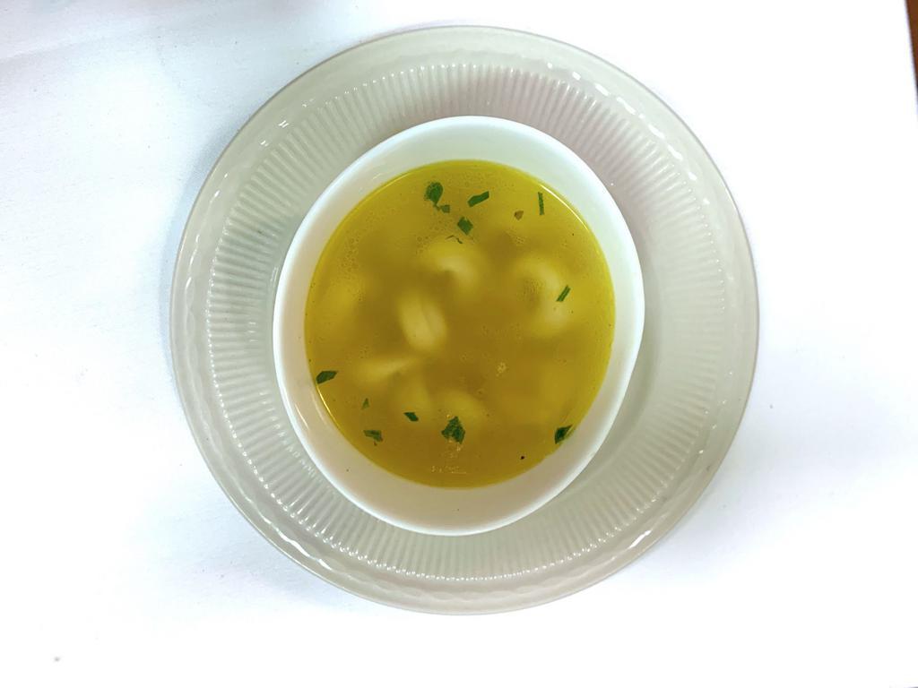Tortellini in Brodo Soup · Homemade tortellini in homemade chicken broth.
