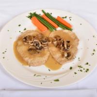 Veal Marsala · Veal scaloppini sauteed in a Marsala wine sauce with mushrooms. Gluten free.